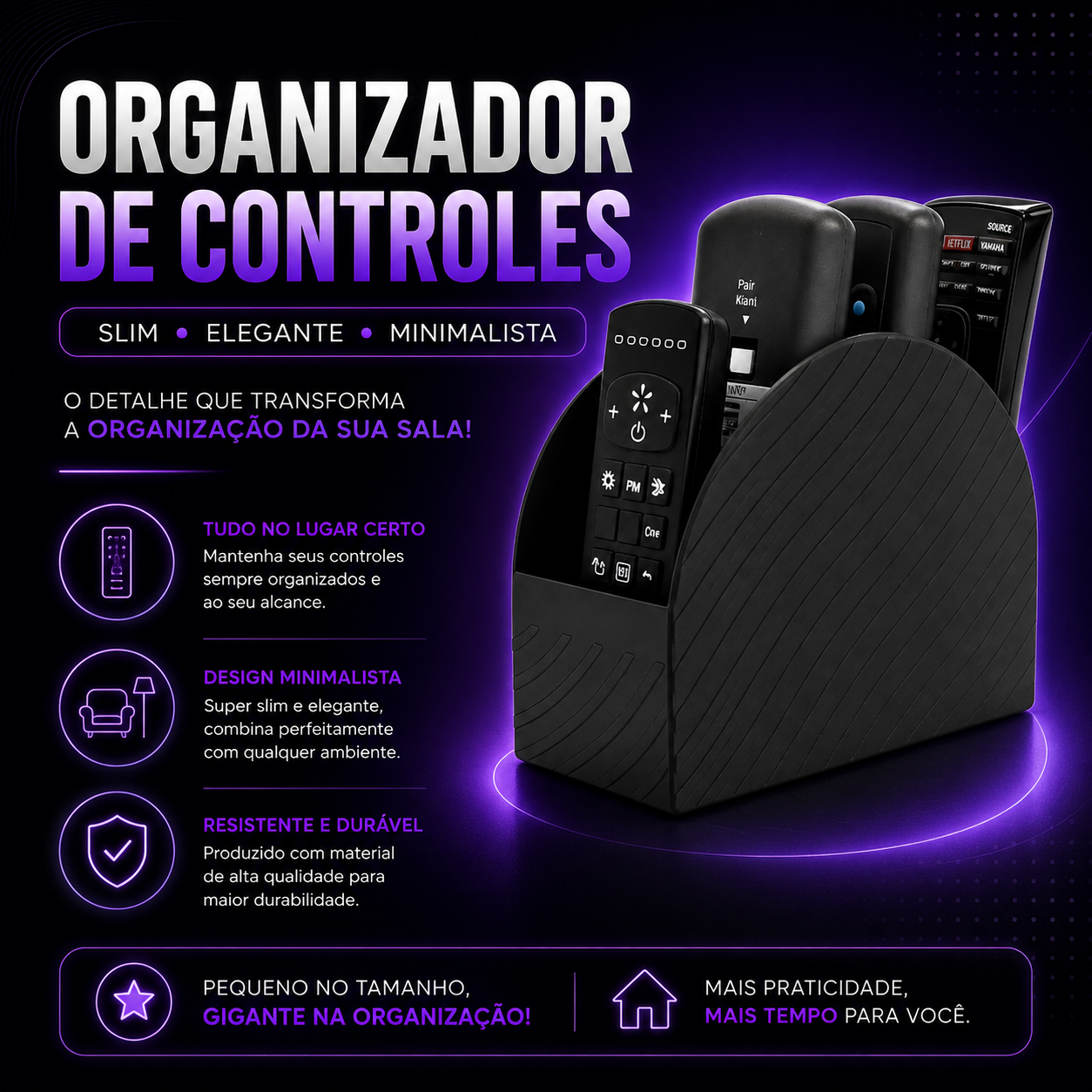 🏠 Organizador de Controles – Mais organização e sofisticação para sua sala! ✨