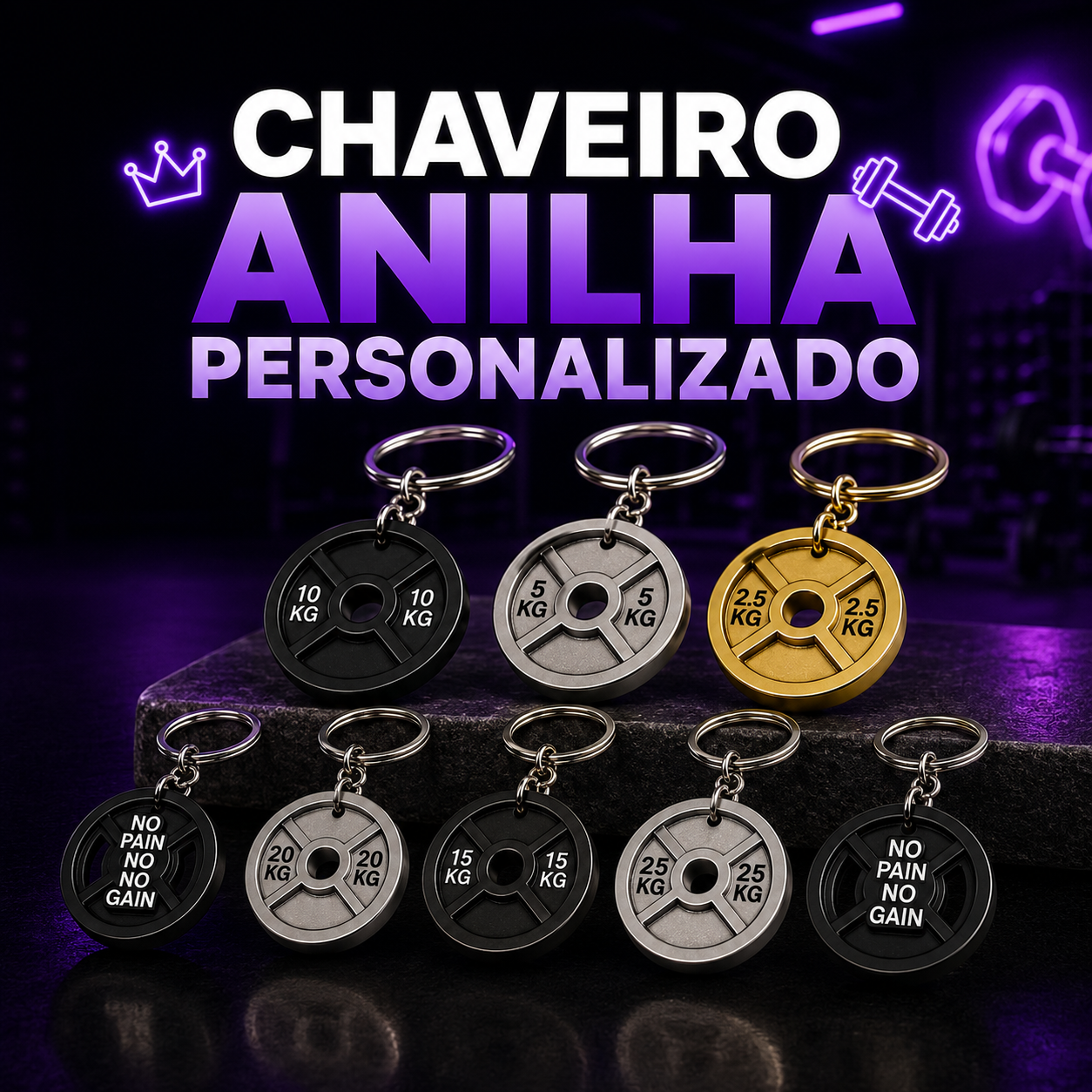💪 Chaveiro Fitness Personalizado – Leve sua motivação para todos os lugares! 🔥