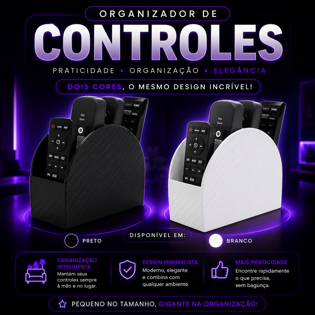🏠 Organizador de Controles – Mais organização e sofisticação para sua sala! ✨