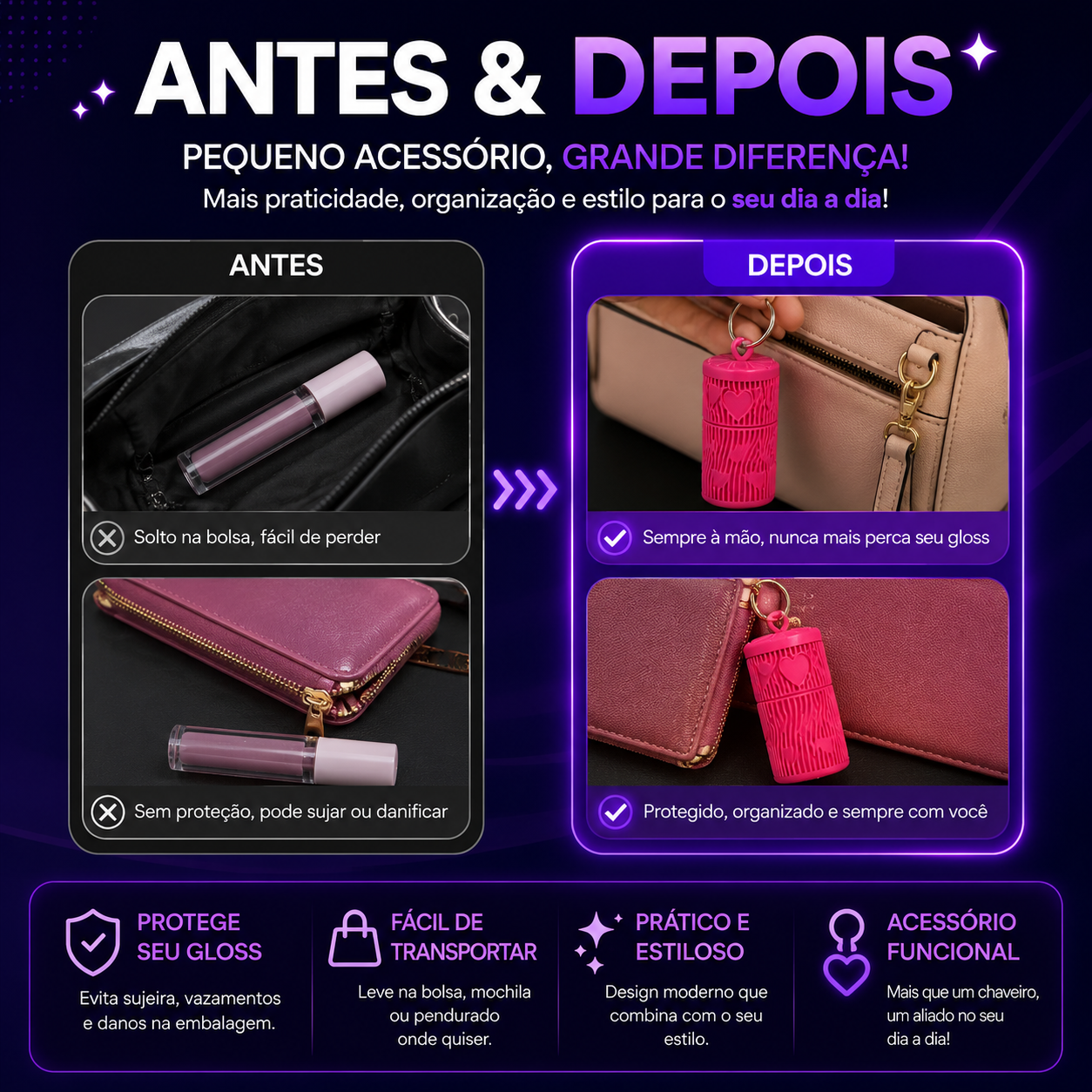 💄 Porta Gloss – Chega de perder o seu gloss na bolsa! Tenha-o sempre à mão! ✨