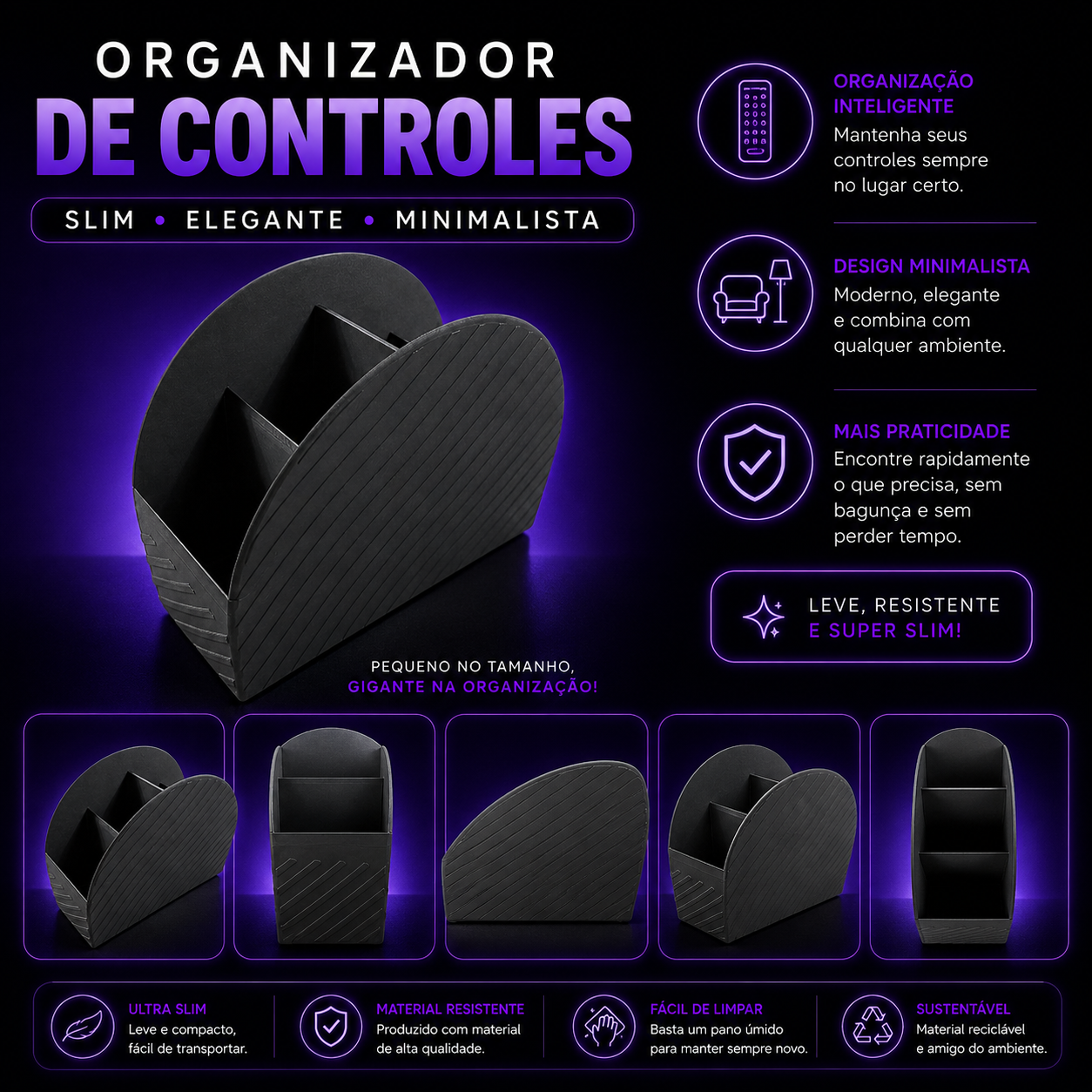 🏠 Organizador de Controles – Mais organização e sofisticação para sua sala! ✨