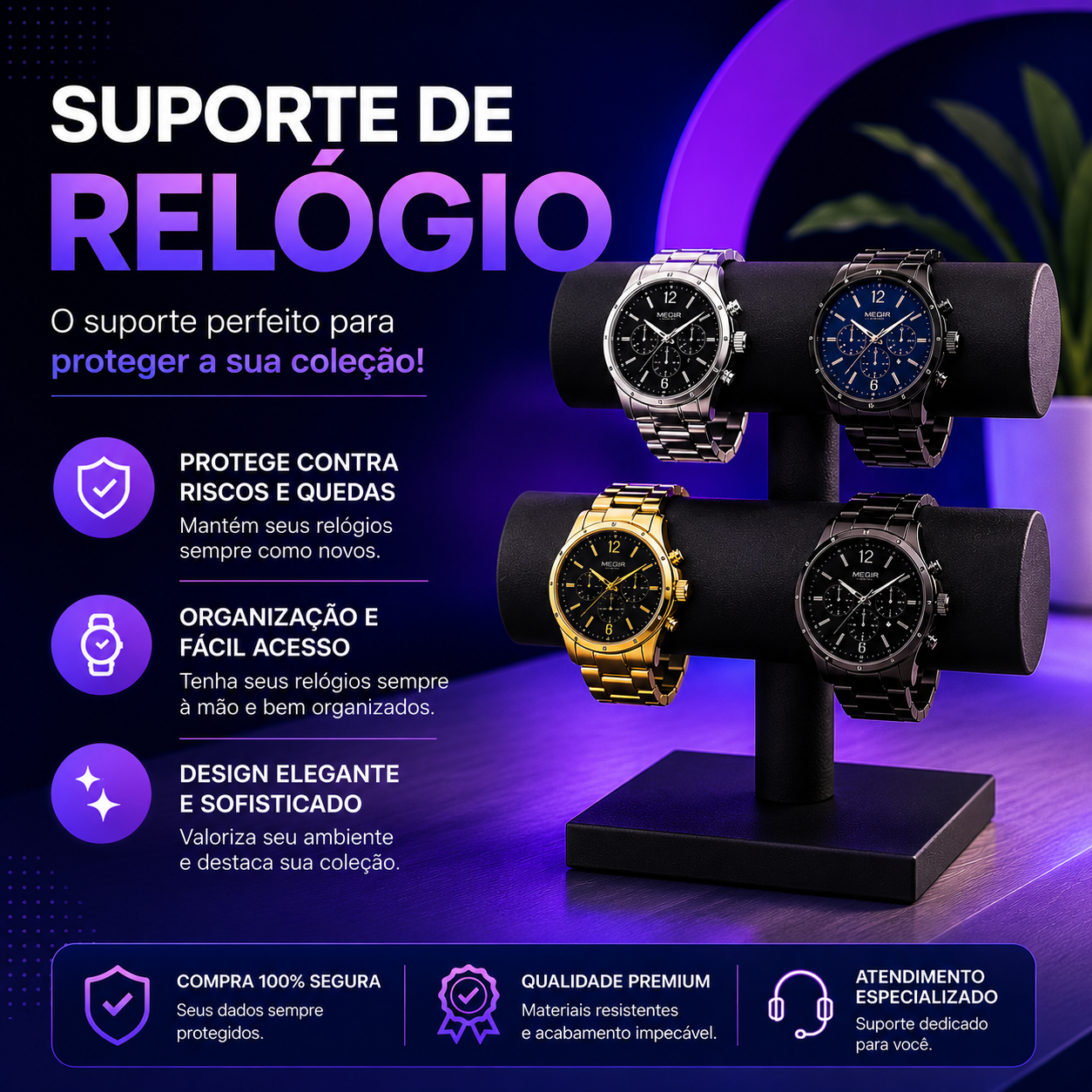 ⌚Suporte de Relógio - O suporte perfeito para proteger a sua coleção de relógios!✨