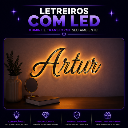 💡 Letreiro Personalizado com LED – Deixe seu ambiente único e cheio de personalidade! 💜