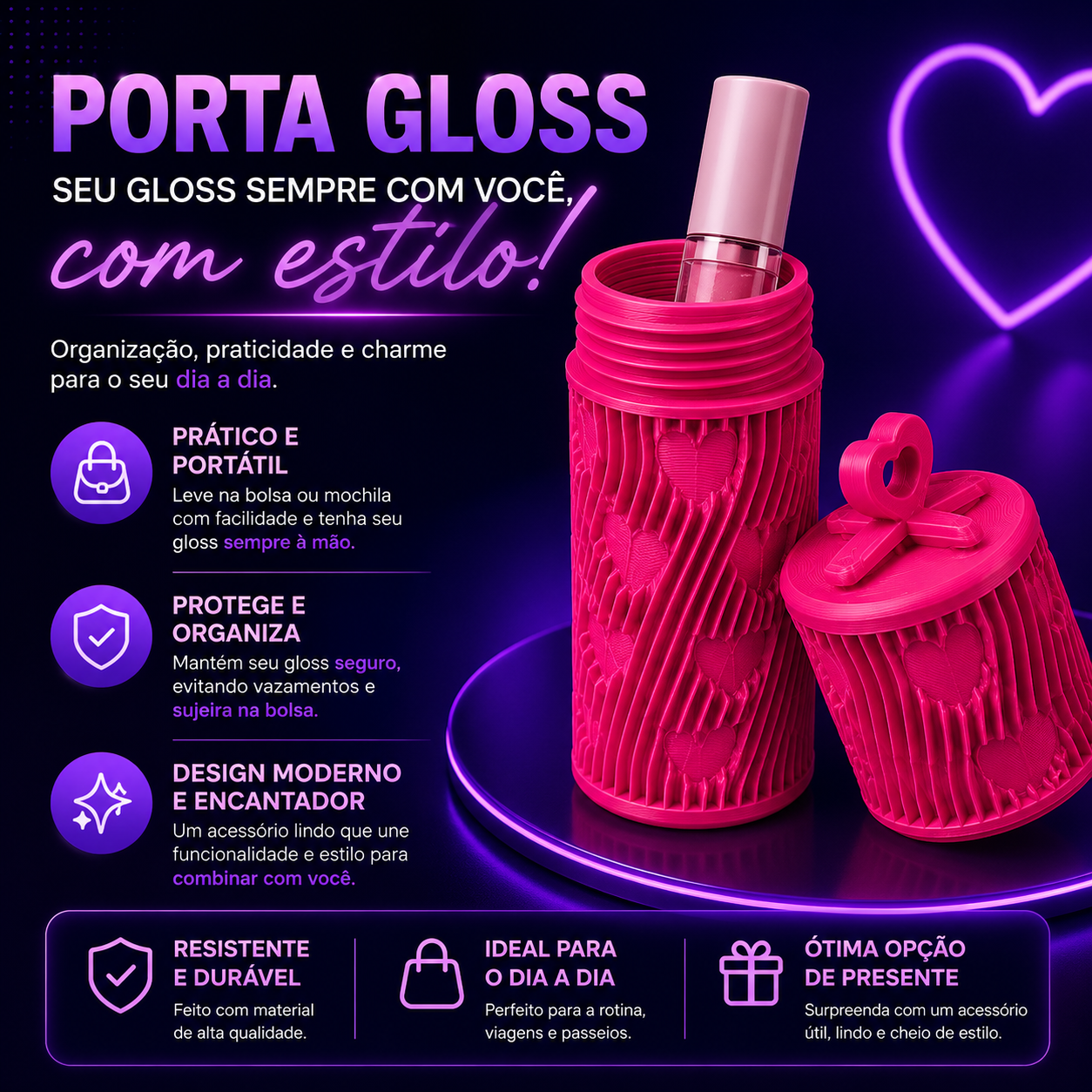 💄 Porta Gloss – Chega de perder o seu gloss na bolsa! Tenha-o sempre à mão! ✨